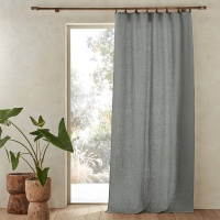 Занавеска Из осветленного льна с кожаными шлевками Private 140 x 180 см зеленый AM.PM  фото, kupilegko.ru